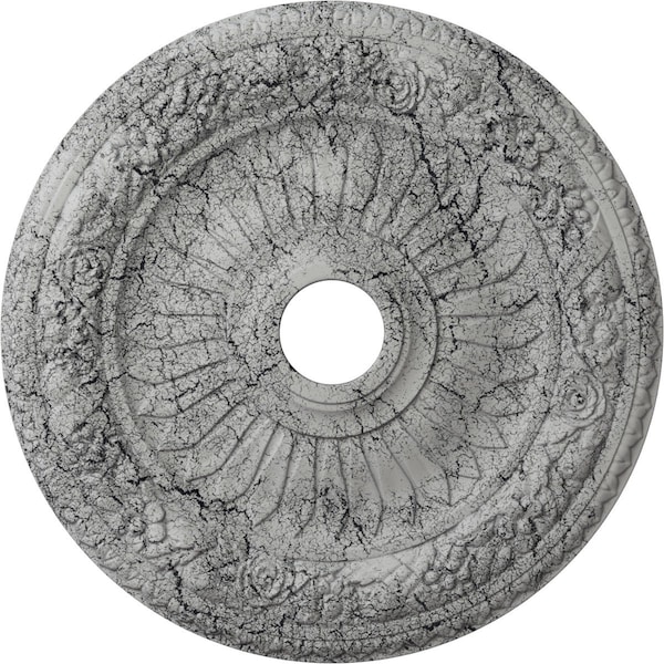 Ekena Millwork Bellona Medallion (Canopies up to 3 5/8"), 23 5/8"OD x 3 5/8"ID x 1 1/8"P, Ultra Pure White Crackle CM23BEUWC - main